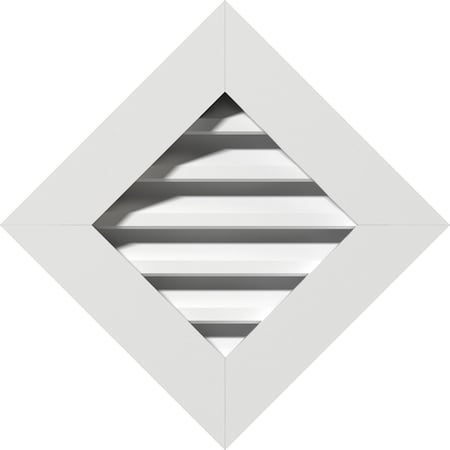 Ekena Millwork Diamond Gable Vent Functional, PVC Gable Vent w/ 1" x 4" Flat Trim Frame, 12"W x 12"H GVPDI12X1201FUN